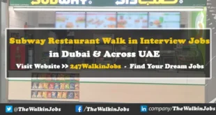 Subway Restaurant Walk in interview Jobs